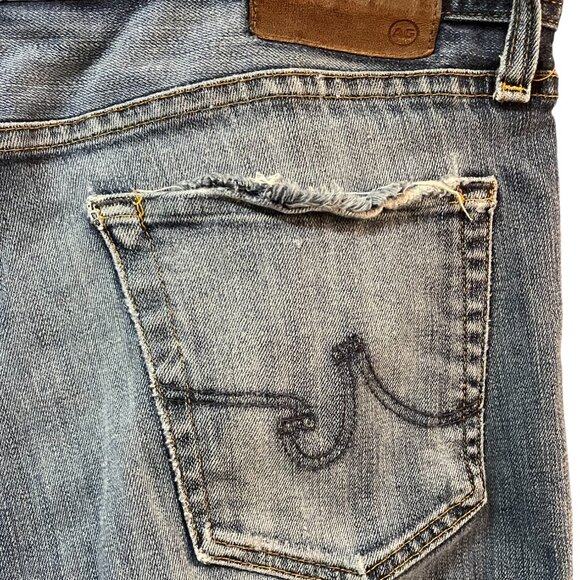 Ag Adriano Goldschmied Modern Slim Straight Distressed Destroyed Jeans - Picture 7 of 9